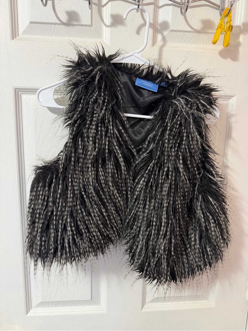 Simply Vera Vera Wang Black Faux Fur Vest with Silver Highlights
